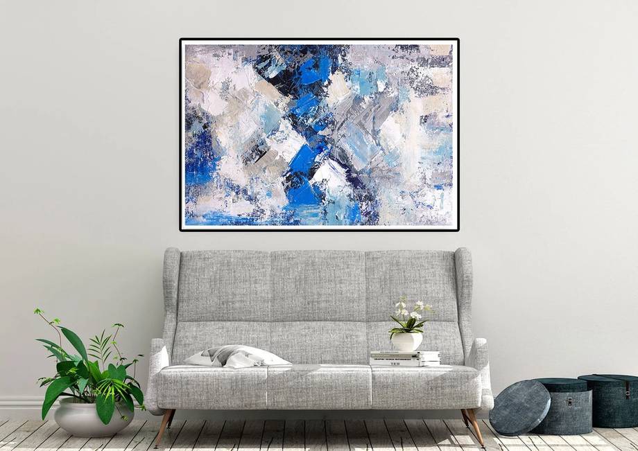 White Handmade Painting Modern Contemporary Abstract Canvas Artwork LV1DO